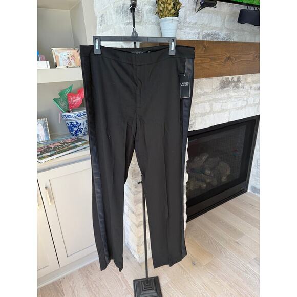 Lauren Ralph Lauren Women's Black Side-Stripe Wool Crepe Pants Size 12 - Picture 3 of 8